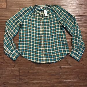 Pilcro Green and Blue Plaid Button Down Shirt